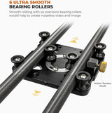 LimoStudio (Upgraded) 47 in Carbon Fiber Camera Slider / 120cm Dolly Track Rail, Smooth Bearing Stabilizer, Height Adjustable, Spirit Level, AGG1982