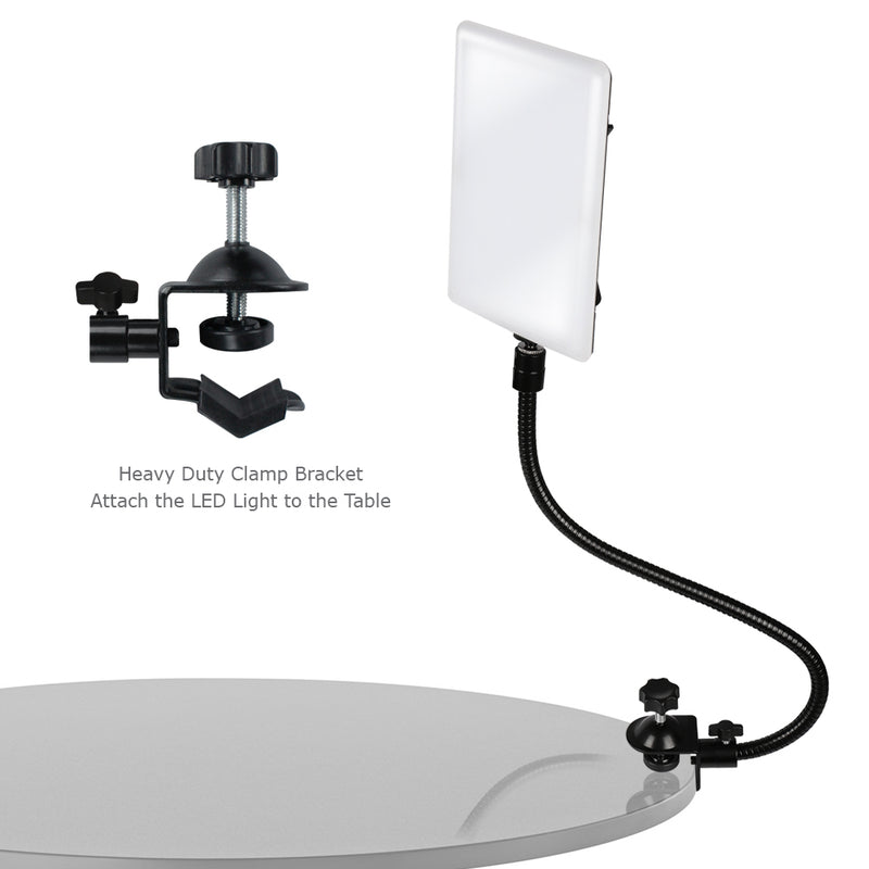 LimoStudio [2 Pack] LED Video Light Panel, High Brightness 3250 Lumen 5500K, Gooseneck Flexible Arm Extension Mount, 3 Mount Way: Table Top/Desk/Stand Mount, Photo Video Light, AGG2205