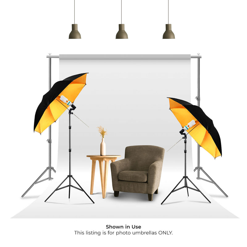 Black & Gold Photo Umbrella (33 inch), Set of 2