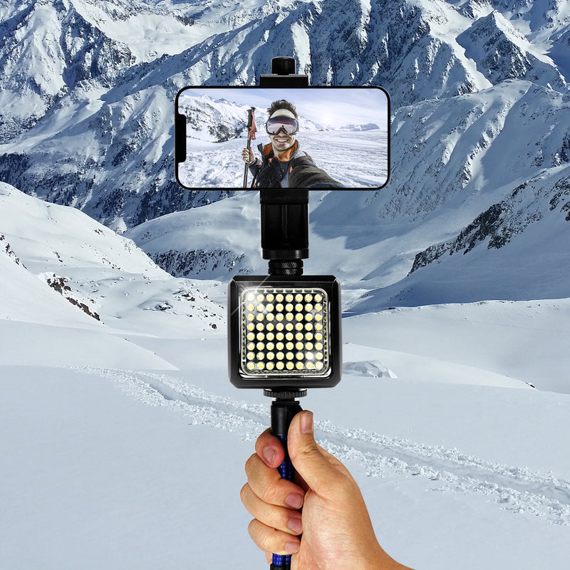 64 LED Video Light with Phone Holder, Cold Shoe Mount, Flexible Tripod