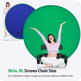 56" 2-in-1 Reversible Green & Blue Chromakey Webcam Microfiber Screen Chair for Gaming