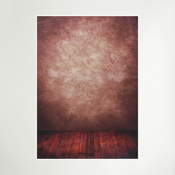 5 x 7 ft. Wooden Floor with Brown Wall Background Portrait Photo Backdrop