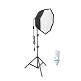 Black/Silver Octagonal Softbox with Single Bulb Socket Kit (26 inch)