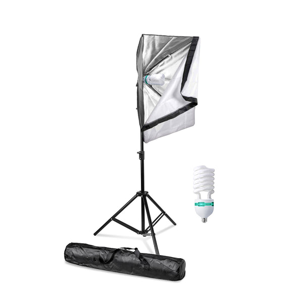 Black/Silver Rectangular Softbox with Single Socket Complete Kit (20 x 28 inch)